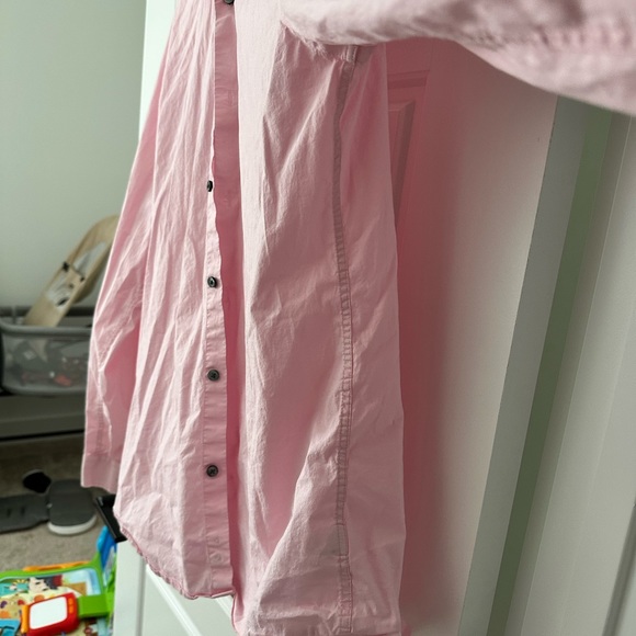 EXPRESS Men 1MX Light Pink Extra Slim Fit Stretch Front Button Shirt XL - Picture 7 of 8